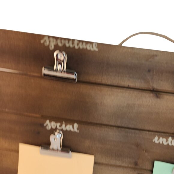 Wood Wall Hanging Organizer Clipboard Sign Spiritual Social Physical Intellectua - Picture 8 of 12